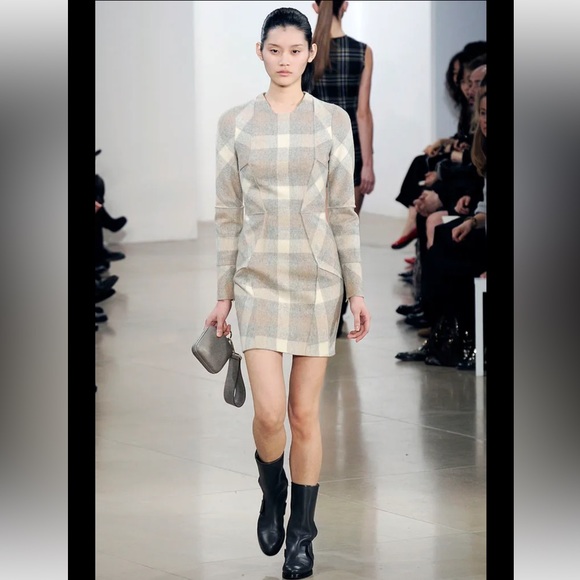 Jil Sander Cream Plaid Mini Dress - Picture 2 of 8